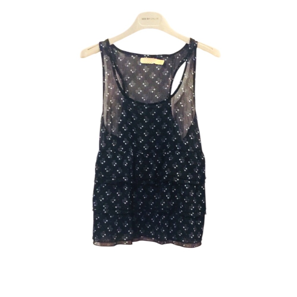 Pins and Needles Ruffled front sheer tank top